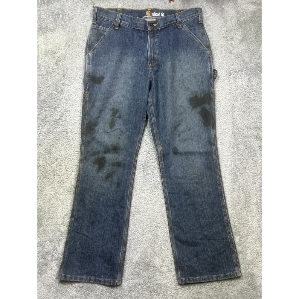 CARHARTT‎ Jeans Mens 34x30 Relaxed Fit Straight Carpenter Distressed 103327-966
